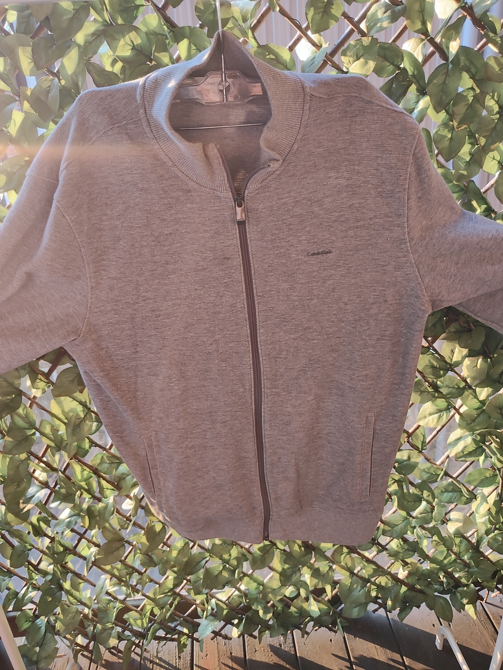 Calvin Klein Light Gray Full-Zip Sweater Jacket
